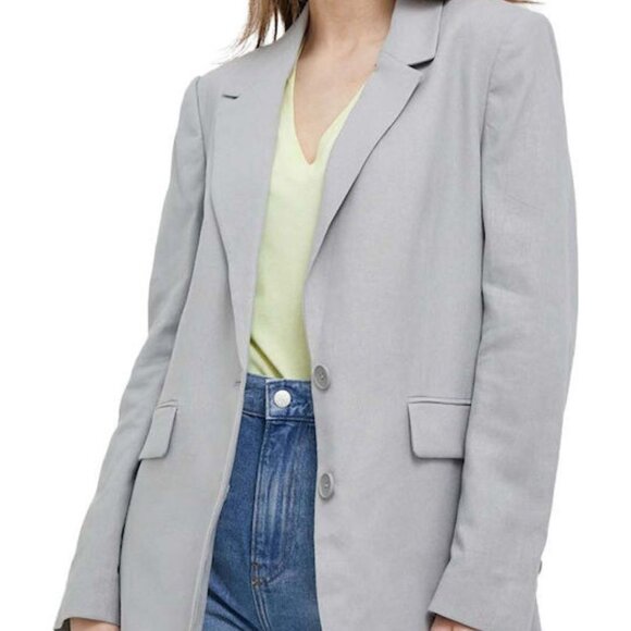 DKNY linen blend 2 button blazer in sharkskin (L) - Picture 2 of 4